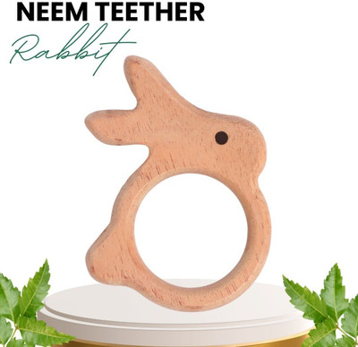 opatoys Wooden Neem Teether Rabbit For 0 to 24 Months Babies Teether(Natural)