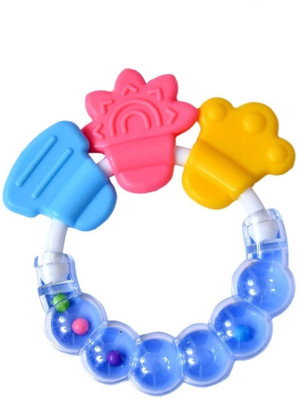 Sparkle Joy Baby Rattles Teether Toys Grasping Toy Sensory Teething Rattle Teether(Blue)