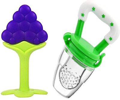 Vadhavan Babies Fruit Feeder and Fruit Shape Silicone Teether6000 Teether and Feeder(Green)