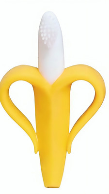 Profecto Premium Ultra Soft Bristle Baby Gum Massager Banana Shaped Silicone Toothbrush Teether and Feeder(Multicolor)