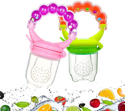 Vadhavan BPA-Free Nipple Sucker Food Nibbler for Fruits with Rattle Handle Pack of 2 Feeder(Multicolor)