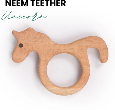 opatoys Wooden Unicorn Neem Teether(wooden color)