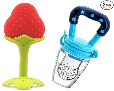 Chicbunny 1 TEETHER & 1 FRUIT FEEDER Teether and Feeder(Multicolor)