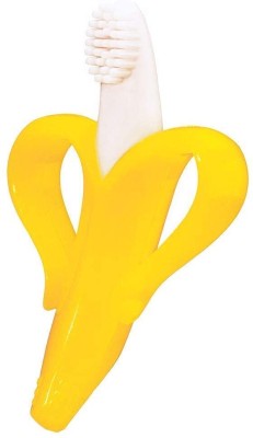 WEMOL Self-Soothing Pain Relief Silicone Banana Shaped Teething Toothbrush Teether(Multicolor)