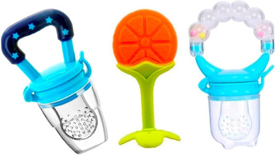 smilykid Baby Soft Silicone Rattle Nibbler Soother With Fruit Shape Teether BPA Free Teether and Feeder(Orange fruit)