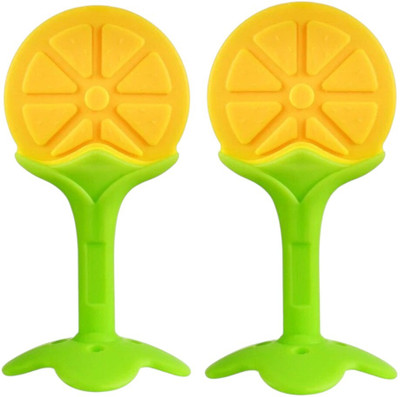 KIDSSANSAR Tree Shape Silicone Teether/For 1 to 12 Month Baby/Smoothing Gums/Pack of 2 Teether(Orange, Orange)