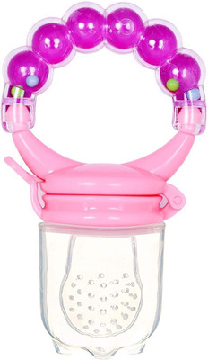 The Cheeky Kidzz Soft Silicon Nibbler with Rattle for Babies BPA Free Teether and Feeder(PINK RATTLE)