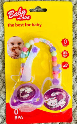 KERA WHITE ilicone Pacifier with Cartoon Design & Safety Holder Chain Soother(Multicolor)