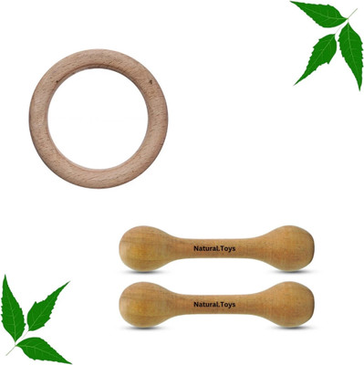 Natural.Toys Wooden Teether newborn Teethers Chusni Soother Teething Ring baby Teething Toys Teether(Beige)