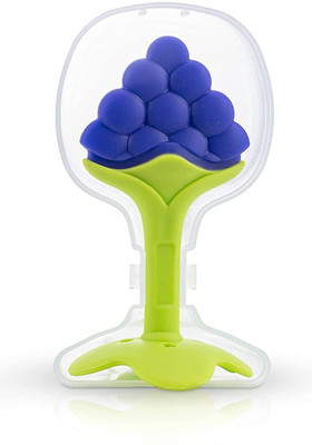 The Cheeky Kidzz Fruit Shape Silicone Teether Toys for Baby Textured Molar Teeth Soother Massage Teether and Feeder(PURPLE GRAPES)
