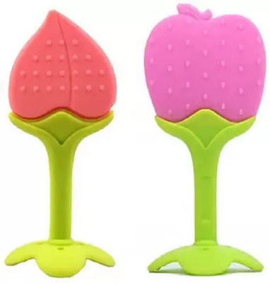 SuperDaze Silicon Baby Teethers For New born with Storage Box, BPA-Free, (2 Pcs) Teether Teether(Assorted3)