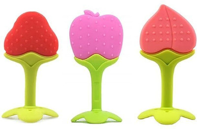 Chicbunny Silicone BPA Free Fruit Shape Teethers for Baby/Infants pack of 3pcs Teether(Multicolor)