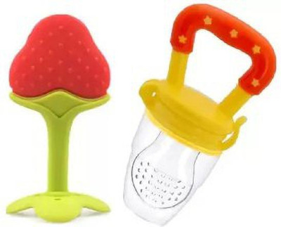 Wuxxa Baby Fruit Nibbler Food Feeder With Silicone Teether Teether and Feeder(Yellow)