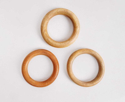 ASHWANI Neem Wood Teethers Round shape 3 pcs. set for Baby Teether(Brown 7)