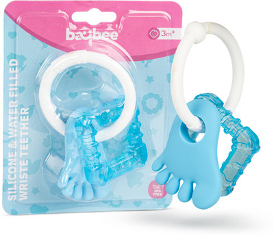 baybee Baby Rattles Ring Silicon Teether Toys for Babies with Smooth Edges 3-12 Months Teether(Blue)