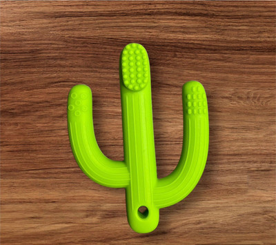 WDB Cactus Shape Baby Teether | Teething Toy for Infants&Babies (Silicone) Teether(Green)
