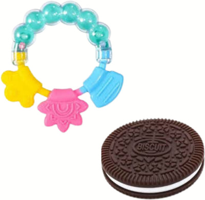 Babylib Baby Rattle Teether Toys_Silicone Teething BPA_FREE Natural Teethers Teether(Blue, Black)