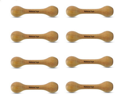 Natural.Toys Wooden Teether Dumbler Baby Chusni Sacker Soother Rattle Nibbler for Baby 8-PC Teether(Brown)