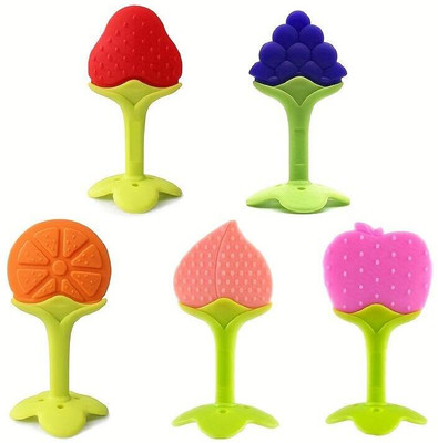Roforuf Silicon Fruit Shape Baby Teether/Silicone Dental Care Pack 5 Teether(multi 5)