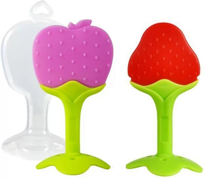 AEREX Baby Teething Toys Soft and Natural Fruit Shape Teether for Baby (Pack of 2) Teether and Feeder(Multicolor)
