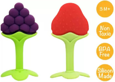 QinPin Natural silicone teethers BPA free for newborns soft and gentle to chew on Teether(Multicolor)