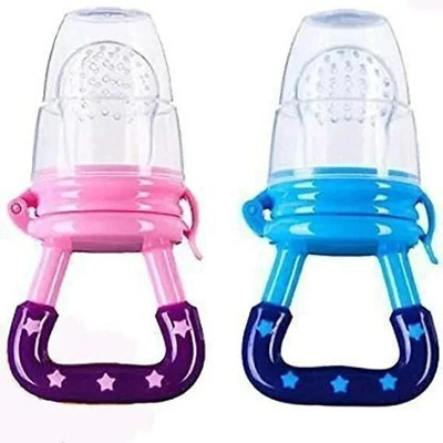 KicHapp Fruit and Juice Feeder with Cover for 3-12 Months BPA Free Silicone Food Feeder(Multicolor)