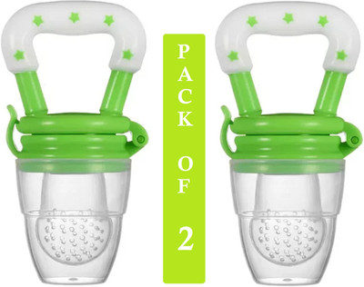 smilykid Baby Silicone Fruit Feeder Pacifier and Teether for Toddlers (Pack of 2 - Green) Teether and Feeder(Green)