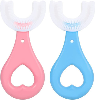 RAKIPEMH Toothbrush for Kids with U Shaped Silicone Brush Head for 360 Degree Cleaning Teether and Feeder(Multicolor)