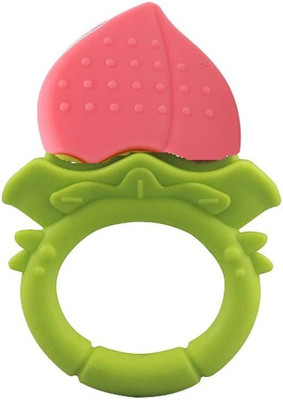 GREST Silicone Round Handle Fruit Shape Soft Teether / Pacifier For Baby (Peach) Teether(Red)