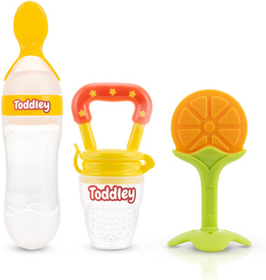 smilykid 3 in1 Baby Combo Set-Feeder Bottle with Spoon, Food Nibbler & Teether(Pack Of 3) Teether and Feeder(Yellow)