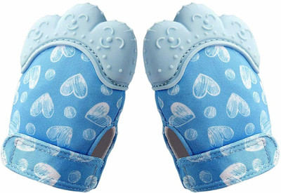 smilykid Self-Soothing, BPA-Free Soft Food-Grade Silicone Teether Handy Mitt Toy Baby Te Teether(Blue)