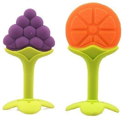 JAMBH Baby Teether Fruit Shape Silicone Teether for 6 to 12 Months BPA Free PACK OF 2 Teether(Multicolor)