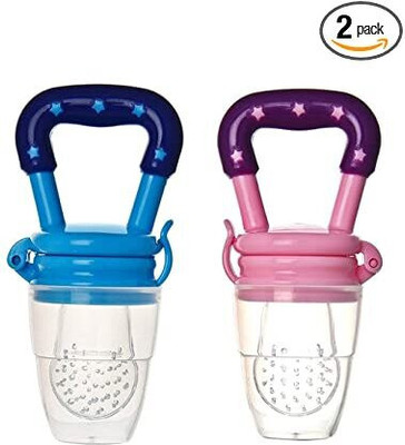 Chicbunny Baby BPA Free Silicon Teether for Food Feeding Teether and Feeder(Blue, Pink)