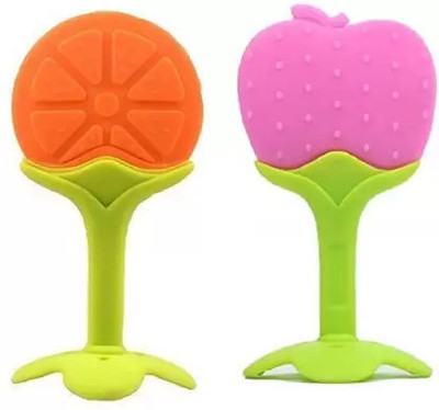 Chicbunny Silicon Baby Teethers For New born with Storage Box, BPA-Free, (2 Pcs) Teether Teether(Assorted4)