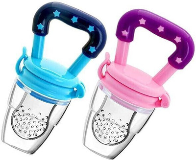 K3NTERPRISES Food/Fruit Nibbler with Extra Mesh, Soft Pacifier/Feeder, Teether For Baby Feeder(Blue, Pink)