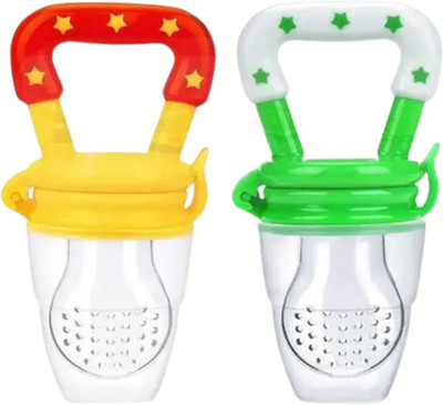 Babylib Baby Fruit Feeder Set New Born Flow Nipple Teether and Feeder(Green, Yellow)