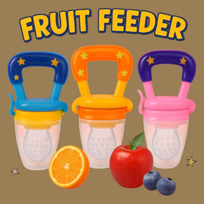 AirSoft Soft Silicone Baby Fruit Feeders – Pack of 3 Teething & Weaning Pacifiers  - Plastic & Silicone (handle is plastic and the feeder mesh is silicone)(Multicolor)