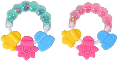 TINISHKA Round Shape BPA Free Silicone Bell Teether Ring for Infants Teether Teether(Multicolor)