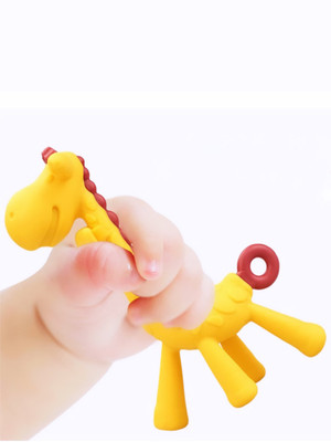 ApparelNation Baby Giraffe Teether Toy Silicone BPA-Free For Infant Teething Teether and Feeder(Yellow)