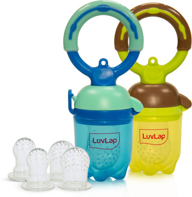 LuvLap Baby food and fruit feeder twin pack with three Feeder Sack sizes, BPA Free Feeder(Multicolor)