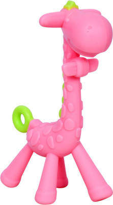 EssCubes Enterprise Giraffe Shape Food Grade/BPA Free Silicone Baby Teether/Toy/Teething for Babies Teether(Pink)