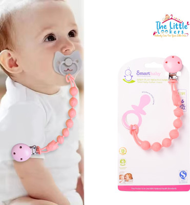 The Little Lookers Silicone Pacifier Chain Clip for Baby, One Piece Pacifier Clips Without Soother(Only Pacifier Chain, Fits Most Pacifiers and Teething Toys-Pink)