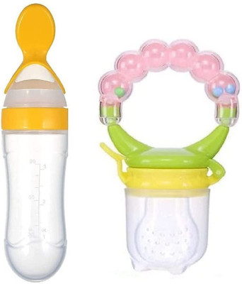 Claoberry 2pack : Fruit Circle Ring Nibbler and Spoon Feeder for Baby Feeder(Multicolor)