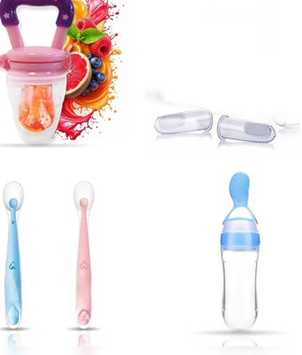 muphin trading company 1 PCS Silicone Food Spoon|2 PC Spoons BPA-Free| Fruit Feeeder (Combo) Teether and Feeder(Multicolor)