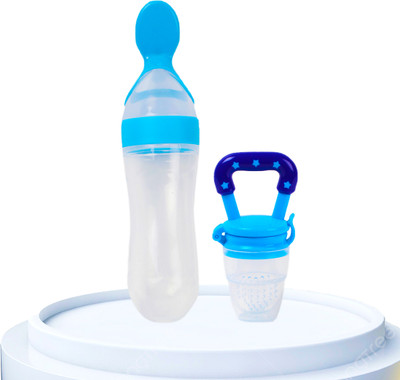 Muma's Love 2 Pieces Combo Set For Your New Born Babies Teether and Feeder(Blue)