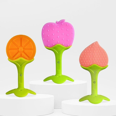 SuperDaze Fruits Shaped Teether Soother for New Born Baby 06 Teether(Peach)