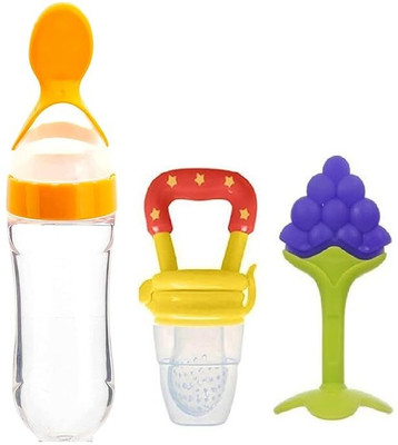 Vadhavan 3 in1 Baby Combo Set-Feeder Bottle with Spoon, Food Nibbler & Teether Teether and Feeder(Multicolor)