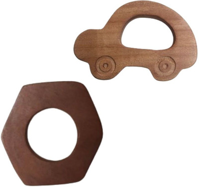 Craft Corner Neem Wooden Teether Combo For Kids First Toy Teether(Brown)