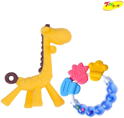 Joy Buzz Giraffe & Rattle Shape Silicone Teethers Soft Stick Chews for Baby Dental Care Teether(Multicolor)
