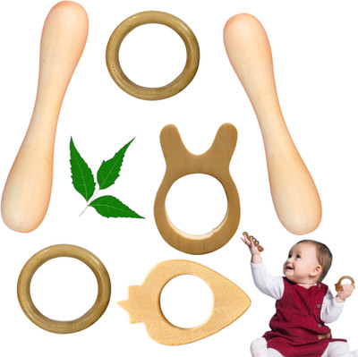 Shreeja Shilpcraft Neem Wood Teether for 3+ Months | Safe & Soothing for Tiny Gums Feeder(Brown)